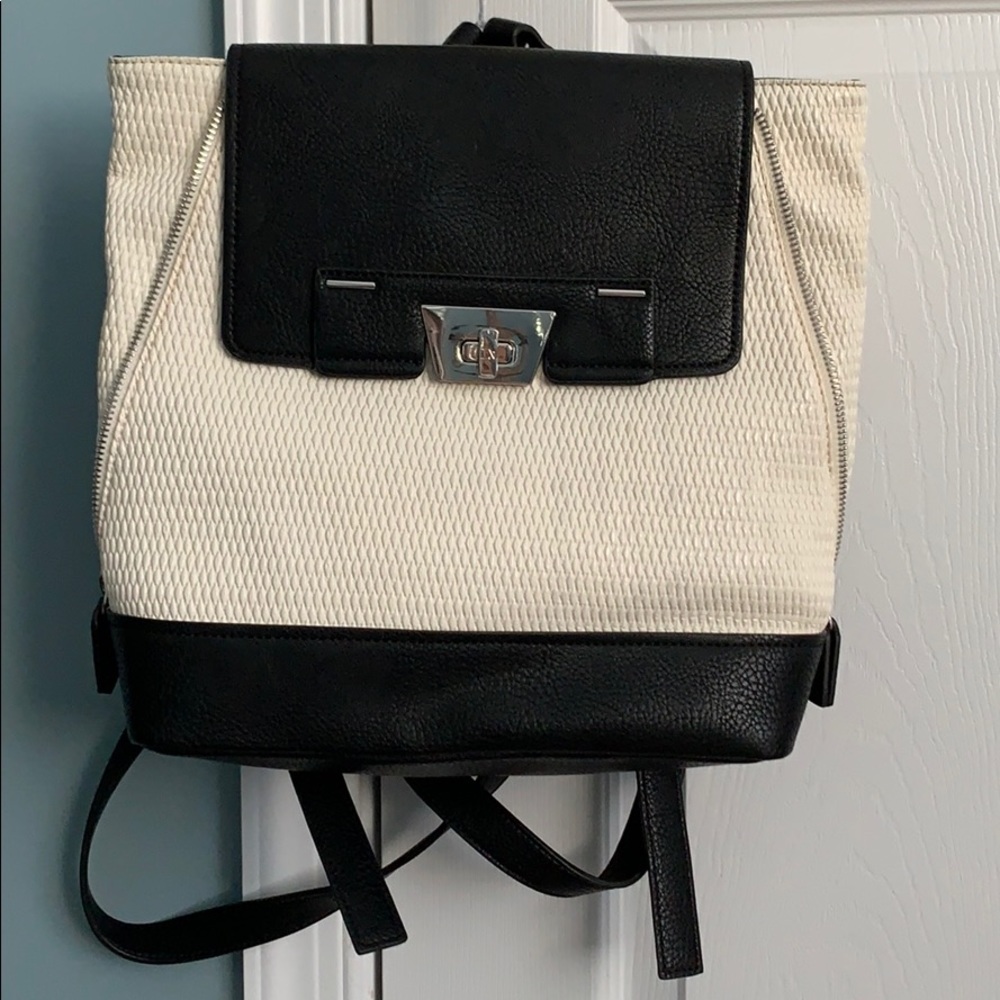 Cream and Black Backpack